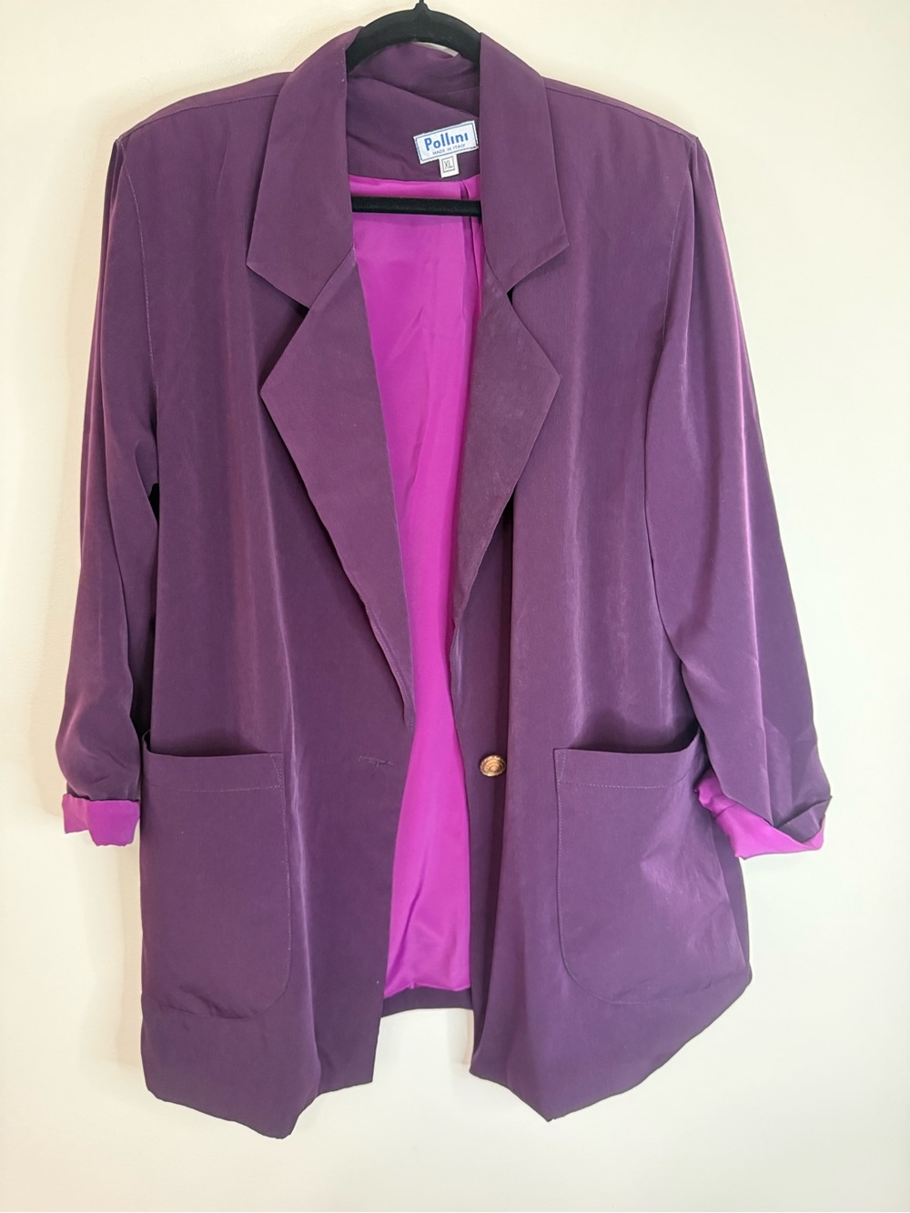 Pollini Plum Blazer with Magenta Lining size XL